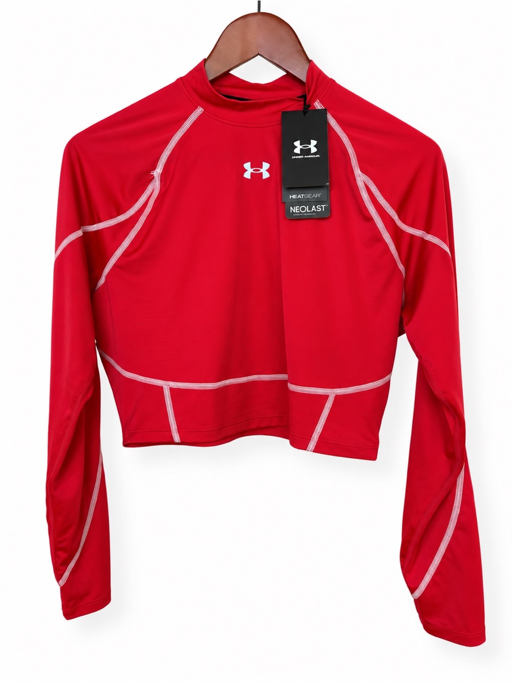 Under Armour HeatGear Elite Crop Mock Top Women's XL NWT Red NEOLAST